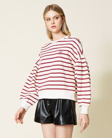 Striped sweatshirt with logo "Snow" White / Grape Stripe Woman 222TP2133-04