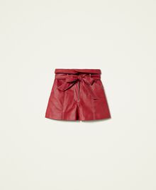 High-Waist-Shorts mit Gürtel Dunkle Himbeere Frau 212TP2510-0S