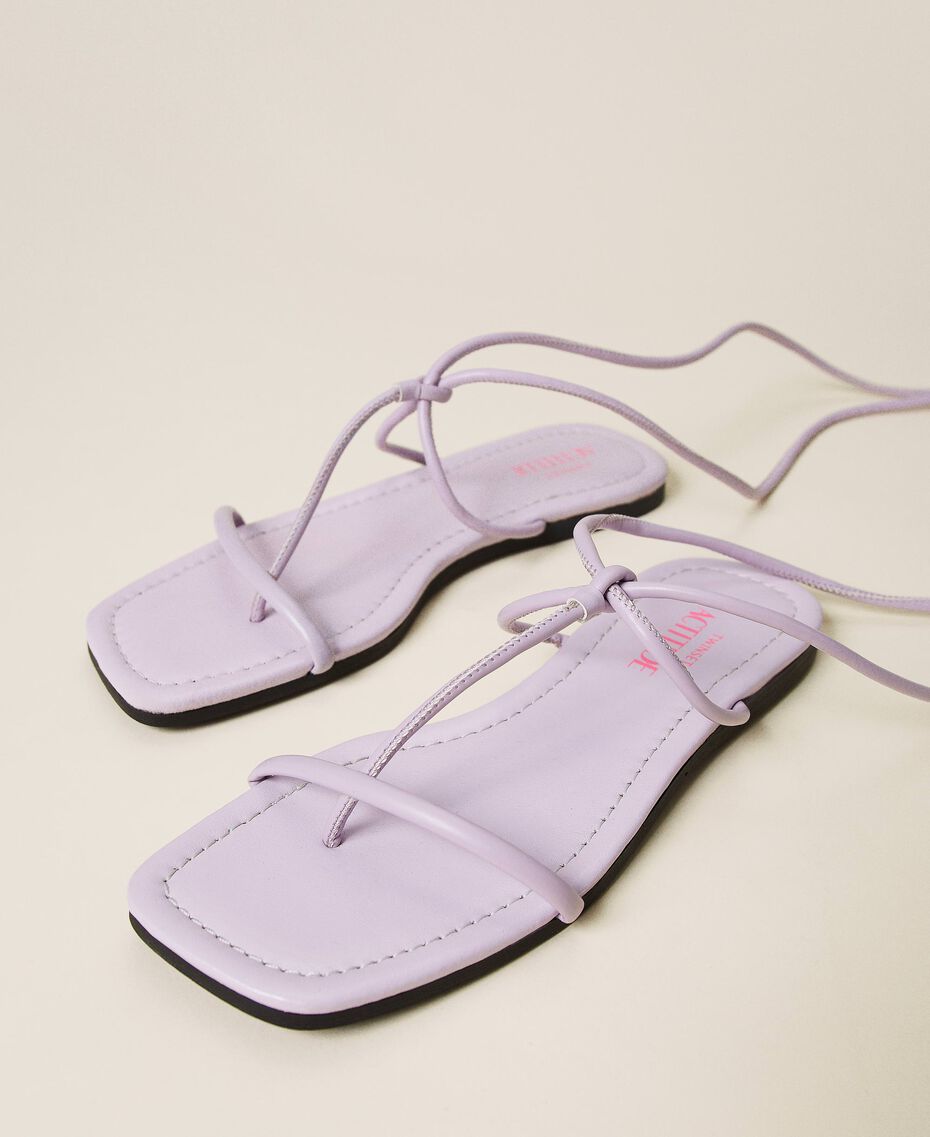 Sandales plates avec lacets Multicolore Violet « Pastel Lilac »/Jaune Vif/Rose Fluo Femme 221ACT122-03