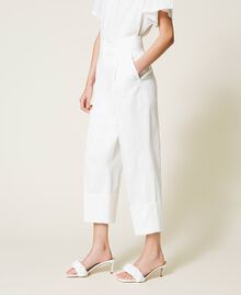 Pantalon cropped en satin opaque Blanc Neige Femme 221TP2650-03