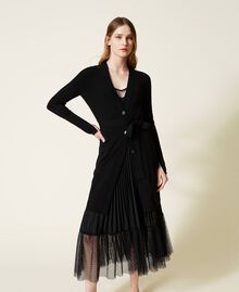 Long knit cardigan with belt Black Woman 221TQ3210-01