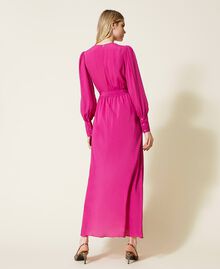 Long silk blend dress "Festival” Fuchsia Woman 222TP2105-04