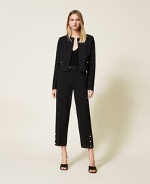 Mandarin collar jacket with studs Black Woman 221TP2663-0T