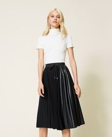 Pleated skirt with drawstring Two-tone “Burned” Brown / Misty Rose Woman 212LI2FAA-01