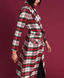 Long coat in chequered wool Macro Tartan Jacquard Woman 192TP2611-05