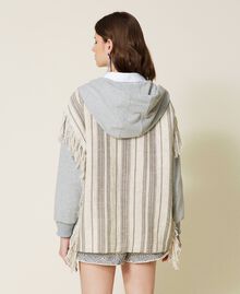 Sweat-shirt en tissu natté rayé avec franges Bicolore Tissu natté Sable/Gris Molleton Femme 221TT242A-04