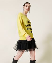 Maxi maglia e abito sottoveste in tulle Bicolor Sunny Yellow / Nero Donna 212AP3120-03