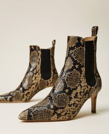 Animal print leather ankle boots Dark Leather Python Print Woman 212TCT082-01