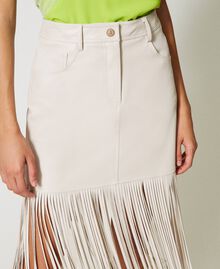 Leather-like miniskirt with fringes Black Woman 231AP2461-05