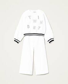Sweat-shirt avec broderies et pantalon palazzo Bicolore Blanc Cassé / Noir Enfant 221GJ211B-0S