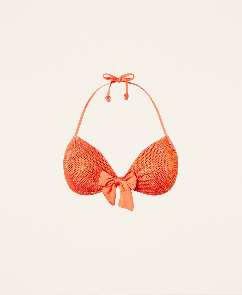 Bandeau bikini top with rhinestones "Orange Sun” Orange Woman 221LBMB11-0S