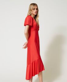 Midi dress with flounce "Watermelon” Red Woman 231LB2GAA-01