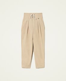 Pantaloni in popeline con intreccio Nero Donna 221TT2091-0S