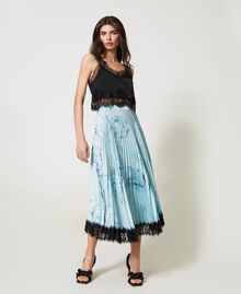Long pleated satin skirt with lace Woman 231AT2282-02