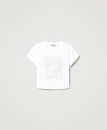 Camiseta con bordado macramé Blanco Mujer 231TP2140-0S