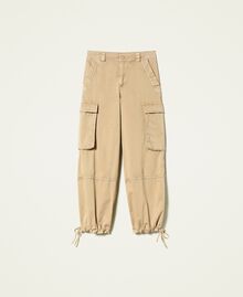 Pantalon cargo ample en drill Beige « Sable Froid » Femme 221TT2351-0S