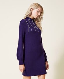 Wool blend dress with embroidery Black Woman 222AP3334-04