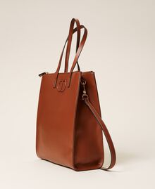 Vertical 'Kus' shopper with logo Leather Brown Woman 212TB7060-03