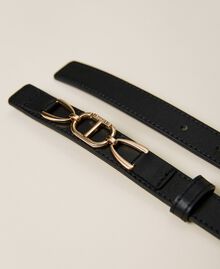 Leather belt with logo clasp Black Woman 222TA4061-03