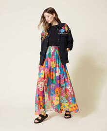 Bull jacket with multicolour flowers Black Woman 221TT2260-06
