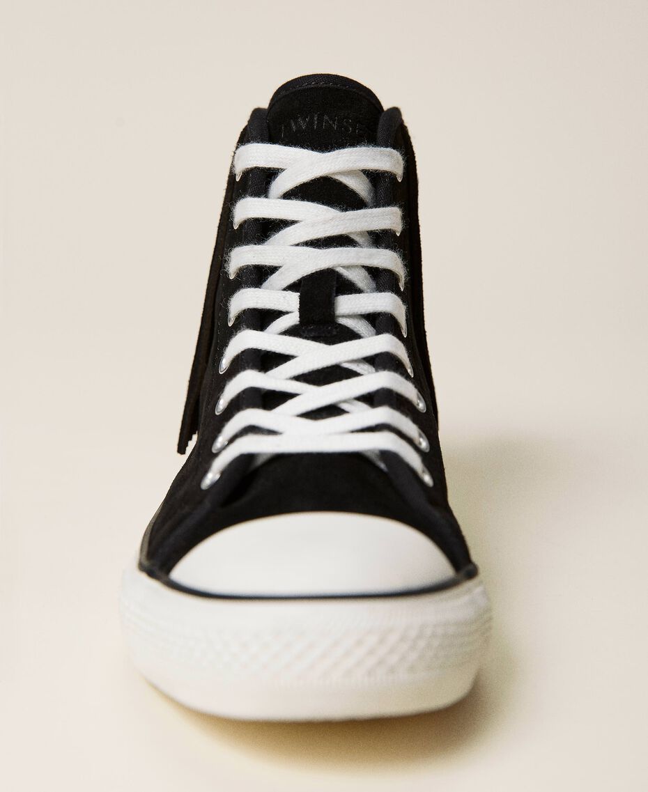Leather trainers with fringes Black Woman 212TCP100-03