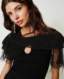 Knitted top with tulle and cape Black Woman 231AP3131-05