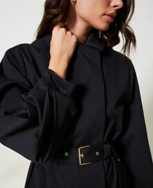 Recycled cotton double-breasted trench coat Black Woman 231AP2090-05