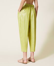 Pantalon cropped en lin lamé Vert « Green Oasis » Femme 221LL23YY-03