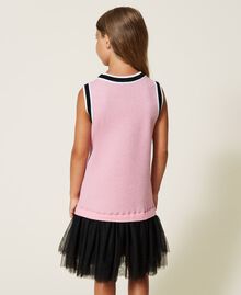 Knitted dress with logo and tulle Two-tone "Sunrise" Pink / Black Child 222GJ3191-04