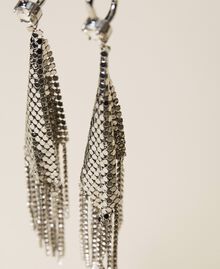 Metal mesh earrings with fringes Nickel Free Silver Woman 222TA4010-02