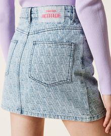 Mini-jupe en jean jacquard avec logo Denim Logo Femme 221AT232D-05