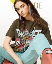 Maxi t-shirt avec imprimé Blanc Optique / Imprimé Jaguar & Collège Femme 212AP2443-01