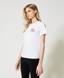 Camiseta con logotipo y bordado a mano Blanco Mujer 231TP217A-03