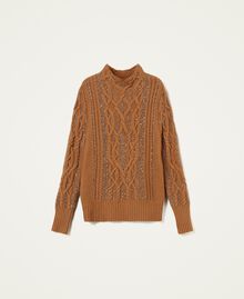 Maxi maglia misto lana con strass Brown Sugar Donna 222TT3132-0S
