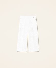 Pantalon cropped en macramé Blanc Neige Femme 221TP2035-0S