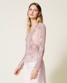 Ribbed jumper with bandanna print "Bouquet” Pink Bandanna Print Woman 221TP3391-03