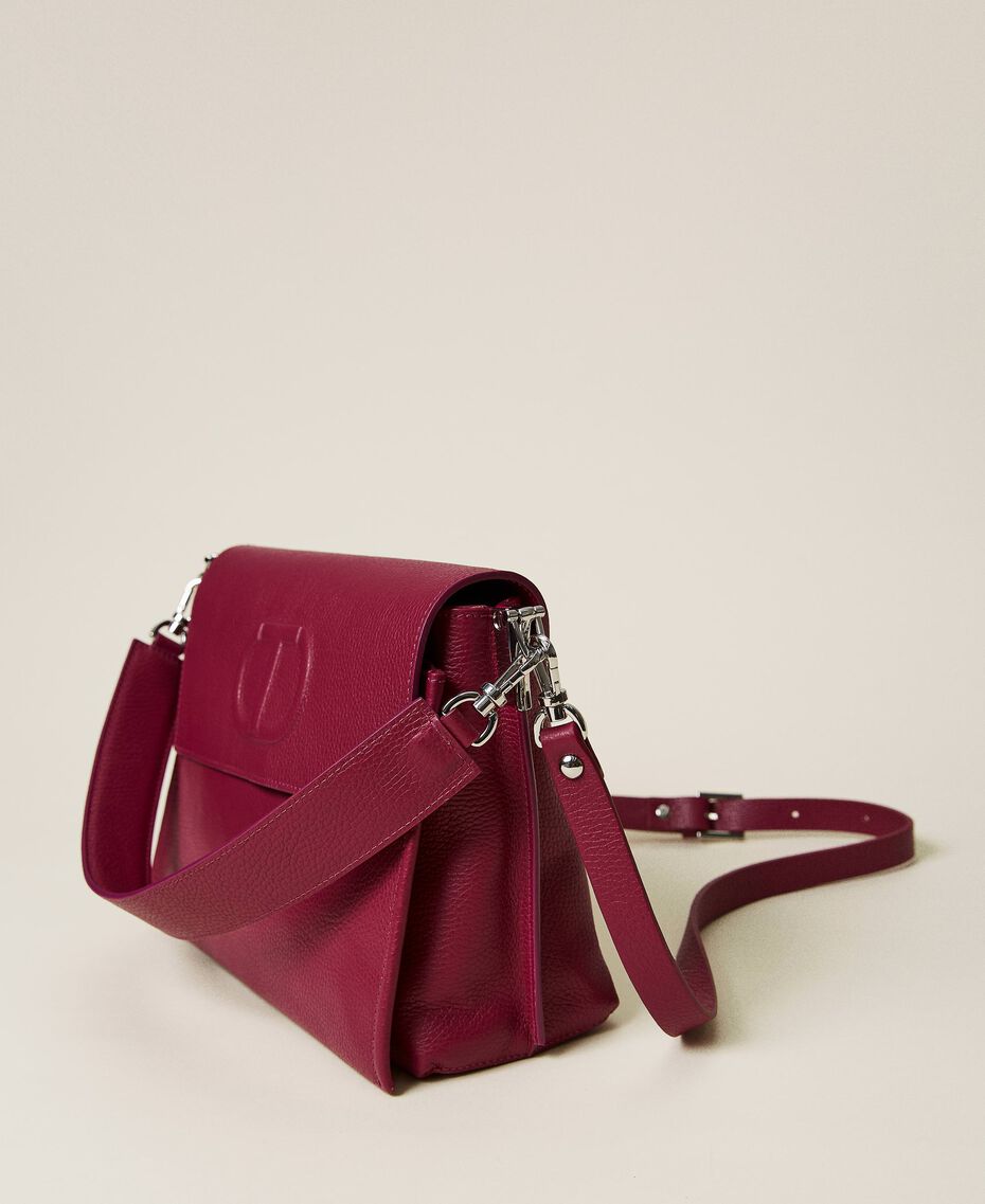 'Bisou' leather bag with flap "Cerise" Fuchsia Woman 222TB7423-01