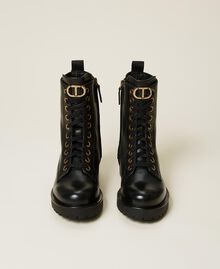 Combat boots with rhinestone logo Black Woman 212TCP14A-05