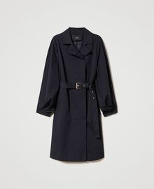 Recycled cotton double-breasted trench coat Black Woman 231AP2090-0S
