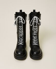 MYFO high top leather combat boots Black Unisex 999AQP152-06