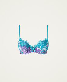 Floral push-up bra with lace "Tropical" Green / "Cyclamen" Purple / Cream Small Flower Print Woman 222LL6A44-0S