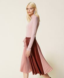 Pleated skirt with drawstring Two-tone “Burned” Brown / Misty Rose Woman 212LI2FAA-03