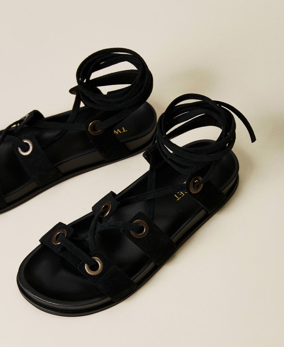 Gladiator suede sandals Black Woman 221TCT022-02