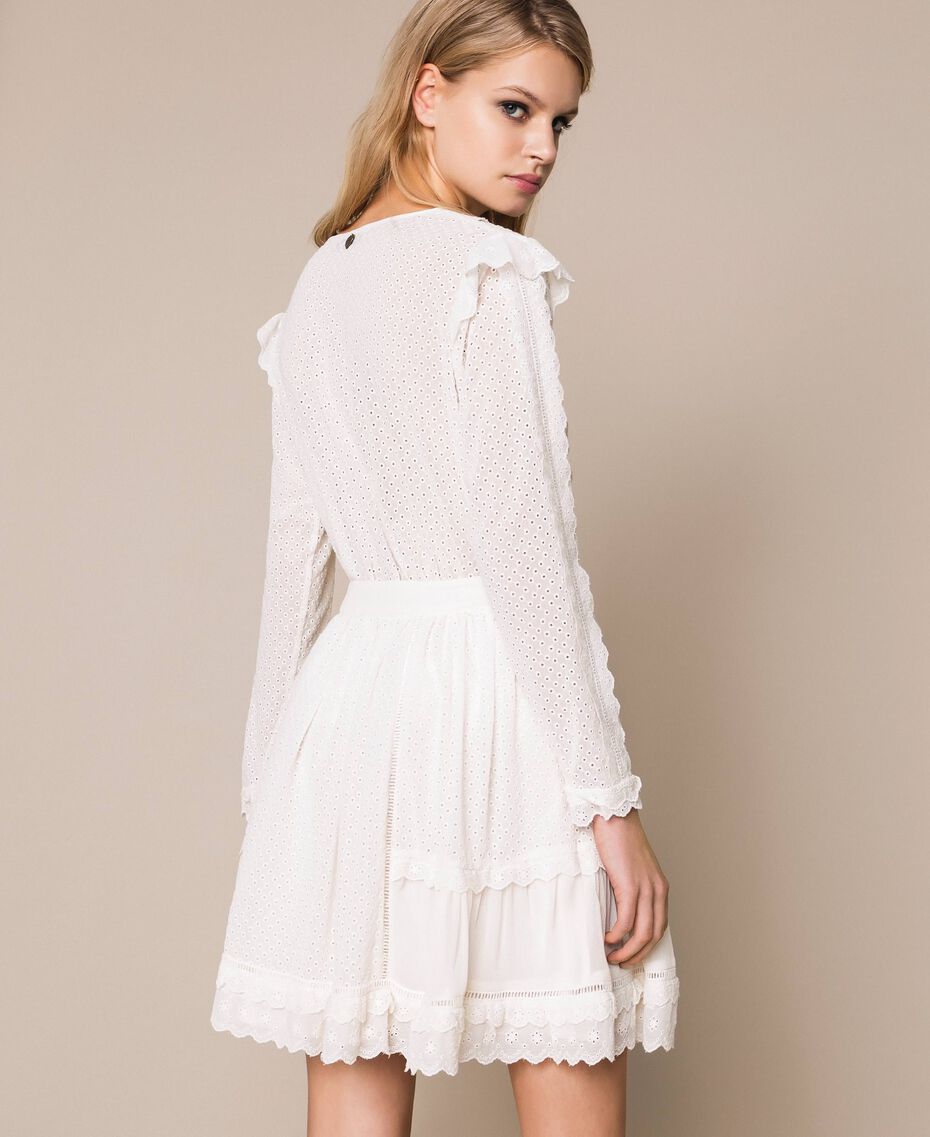 Broderie anglaise full skirt Woman, White | TWINSET Milano