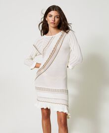 Robe asymétrique en maille tricotée Multicolore Nacre/Blanc « Pierre Ponce »/Marron « Kelp » Femme 231AP3260-02