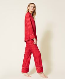 Pyjama en satin jacquard Rouge Cerise Femme 221LL2FAA-03