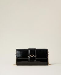 Patent leather clutch with logo