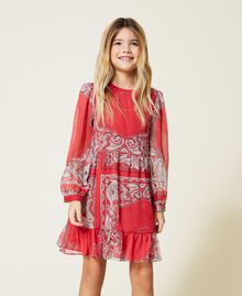 Creponne dress with bandanna print "Fire Red” Bandanna Print Child 221GJ2T50-04