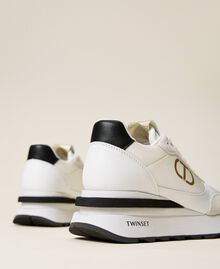 Leather trainers with logo White Woman 222TCP080-03