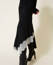 Midi knit dress with inserts Bicolour Black / "Snow" White Woman 222TT3283-05